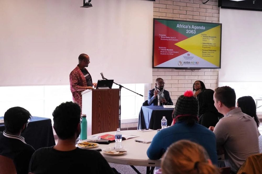 Gideon Nimako on a panel at the University of Denver